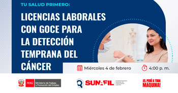 Evento online "Licencias laborales con goce para la detección temprana del cáncer" de la Sunafil