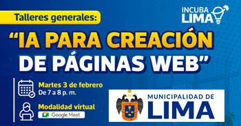 Taller online: "IA para creación de páginas web" de la Municipalidad de Lima