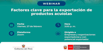 Webinar  online "Factores clave para la exportación de productos acuícolas" de Gercetur Arequipa