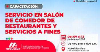 Capacitación presencial "Servicio en Salón de Comedor de Restaurantes y Servicios Afines" 