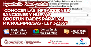  Capacitación online gratis "Conocer las infracciones, sanciones y nuevas oportunidades para las microempresas"