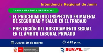 Charla presencial "Procedimientos SST y prevención del hostigamiento sexual laboral" de la Sunafil
