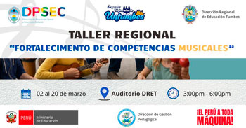  Taller presencial gratis "Fortalecimiento de competencias musicales" de la DRET