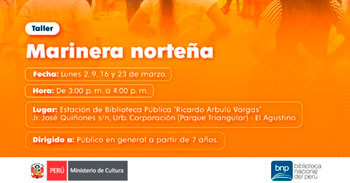 Taller presencial gratis "Marinera norteña" de la Biblioteca Nacional(BNP)