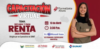 Capacitación virtual gratuita - "DECLARA Y PAGA RENTA 2025 PERSONAS"
