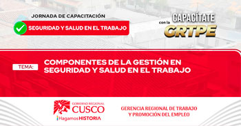  Capacitacion online gratis "Componentes de la gestión en Seguridad y Salud en el Trabajo" GRTPE Cusco 