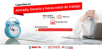  Capacitación online gratis - "Jornada, horario y horas extra de trabajo" DRTPE de Ica
