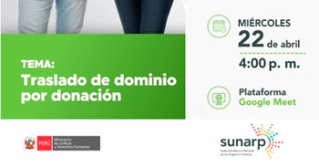  Capacitación online gratis- "Traslado de dominio por donación" de la Sunarp