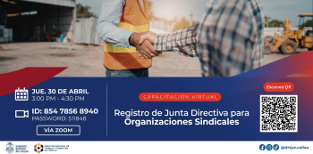 Capacitación virtual - "Registro de Junta Directiva para Organizaciones Sindicales" DRTPE Callao 