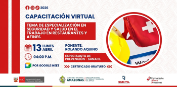 Capacitación virtual - "Seguridad y salud en el trabajo enfocada en restaurantes y afines" DRTPE Amazonas