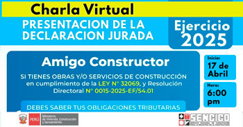  Charla online gratis "Presenctación de la declaración jurada 2025" del Sencico