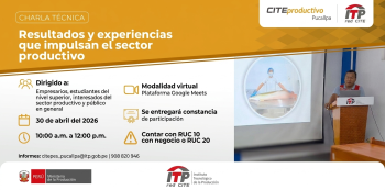 Charla virtual - "Resultados y experiencias que impulsan el sector productivo" CITEproductivo Pucallpa