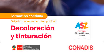  Curso presencial Gratis - "Decoloración y tinturación" MIMP Conadis