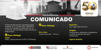  FORO VIRTUAL - "Norma Técnica E.100 Bambú" SENCICO