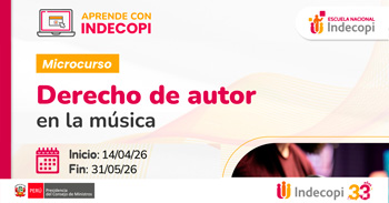  Microcurso online "Derecho de autor en la música" del Indecopi