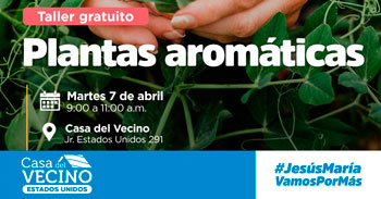 Taller presencial gratis "Plantas aromáticas" de la Municipalidad de Jesús María