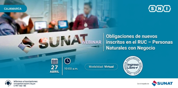 Webinar online- "Obligaciones de nuevos inscritos en el RUC – Personas Naturales con Negocio" 