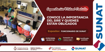 Capacitación online  "Conoce la importancia del SIRE y quiénes están obligados" (GRTPE Lambayeque)