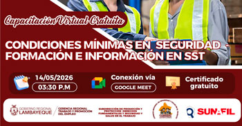 Capacitación virtual gratis Condiciones mínimas en seguridad- formación e información en SST (GRTPE Lambayeque)
