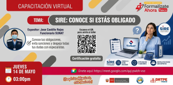  Capacitación virtual - "SIRE: Conoce si estás obligado" Dirección Regional de Trabajo - Pasco 