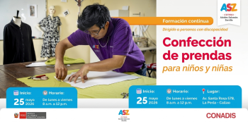  Curso presencial gratis- "Confeción de prendas para niños y niñas" MIMP Conadis (Conadis / Cetpro ASZ)