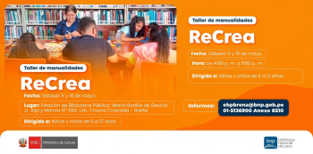  Taller presencial - "ReCrea" Biblioteca Nacional (BNP)