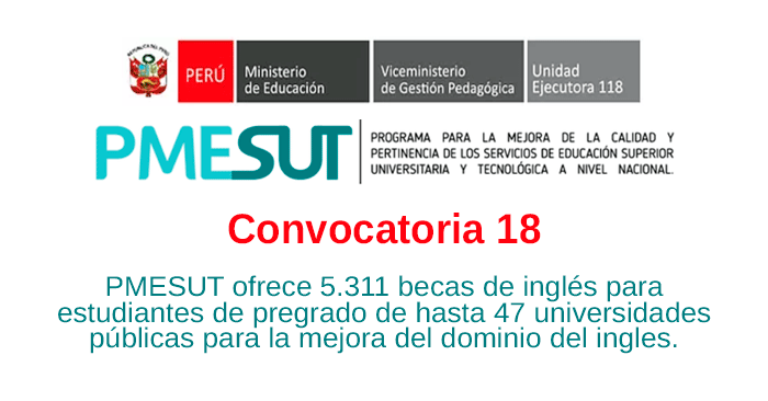 Becas de Ingles - Convocatoria 18 del PMESUT