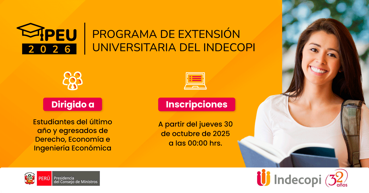  Becas PEU INDECOPI 2026 - Programa de Extensión Universitaria