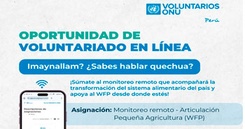 Voluntariado Monitoreo remoto - Articulación Pequeña Agricultura ONU Perú